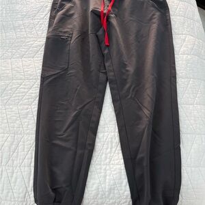 Figs Black Jogger Pants with Red Accent